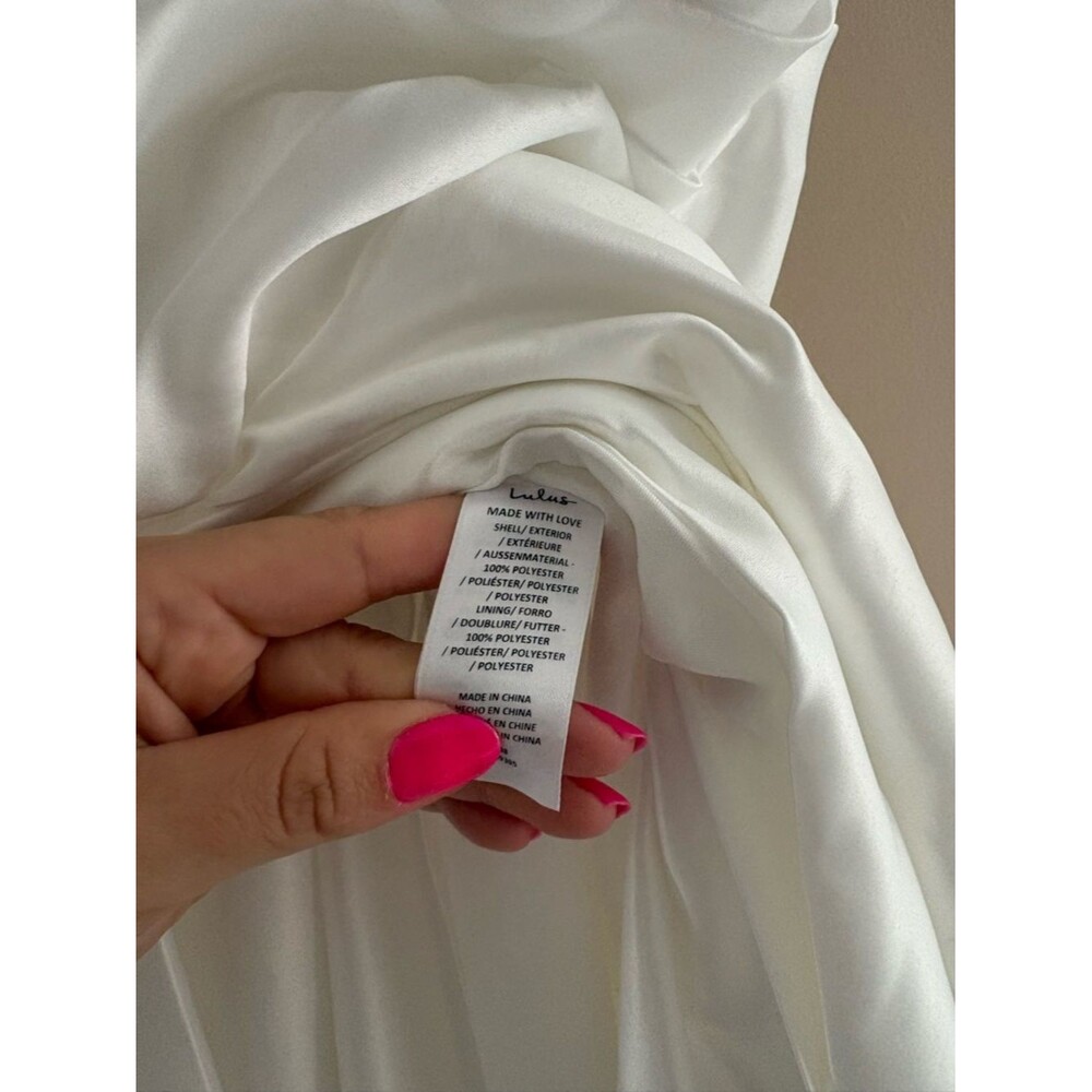 Lulus Lifetime of Love White Satin Strapless A-Line Gown Size 4 Classic Wedding - Picture 13 of 14